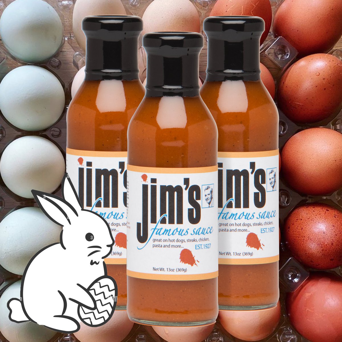 JimsFamousSauce's tweet photo. Happy Easter

(Pro tip: try our sauce on eggs)

#JimsFamousSauce #JimsDriveIn #pittsburgh #hotdogs #sauce #easterbunny https://t.co/XSTHjQ2iWd