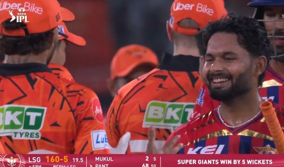 cricinsights1's tweet photo. LSG beat SRH in IPL2026 at Hyderabad🔥
Rishabh Pant 68*(50)
Aiden Markram 45(27)
SRH(Bowlling)
Harsh Dubey 2/18
#LSGvsSRH #IPL2026 #LSGWin https://t.co/IoCtU8Hj3p