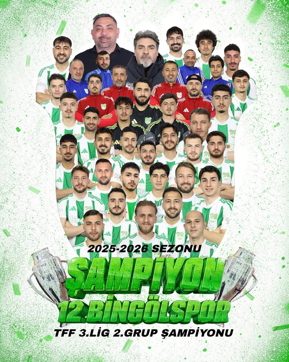 🎉 TEBRİKLER BİNGÖLSPOR! 🟢⚪

Bu zafer, şehrin, taraftarın ve camianın yıllardır özlemini çektiği başarıyı nihayet getirdi. 

Gösterdiğiniz mücadele, azim ve karakter hepimizi gururlandırdı.

Sizler sadece bir takımı değil, bir şehrin umudunu da sırtınızda taşıdınız.