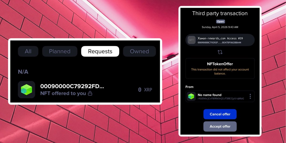 ‼️🚨 SCAM ALERT 🚨‼️

Watch out for new NFT scams 

When you receive unexpected offers ALWAYS check the metadata ‼️

If you’ve received this offer ban the issuer wallet on <a href="/xrpcafe/">xrp.cafe ☕</a> and cancel the offer in your <a href="/XamanWallet/">Xaman® Wallet 🪝</a> ‼️