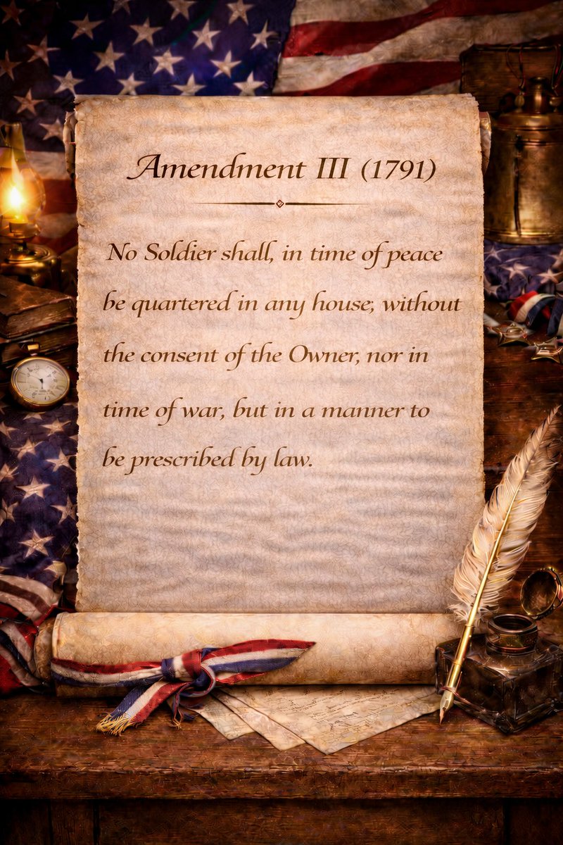 USC1787's tweet photo. ๐ Amendment III (1791)
#USConstitution #ThirdAmendment #BillOfRights https://t.co/pTbp2qLk55