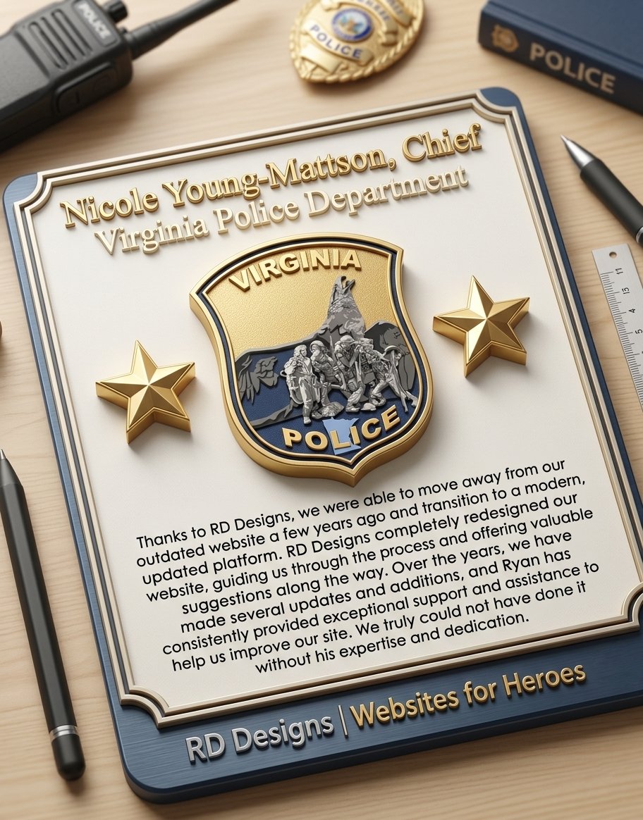 RD_Designs_LLC's tweet photo. Thanks for the glowing review, chief!

Website designed and maintained by RD Designs | Websites for Heroes - https://t.co/4wTZGmCwNZ

#police #sheriff #lawenforcement #BackTheBlue #veterans #military #firefighter #paramedic #healthcare #medic #ems #publicsafety #backthebadge https://t.co/wS0069QA1o