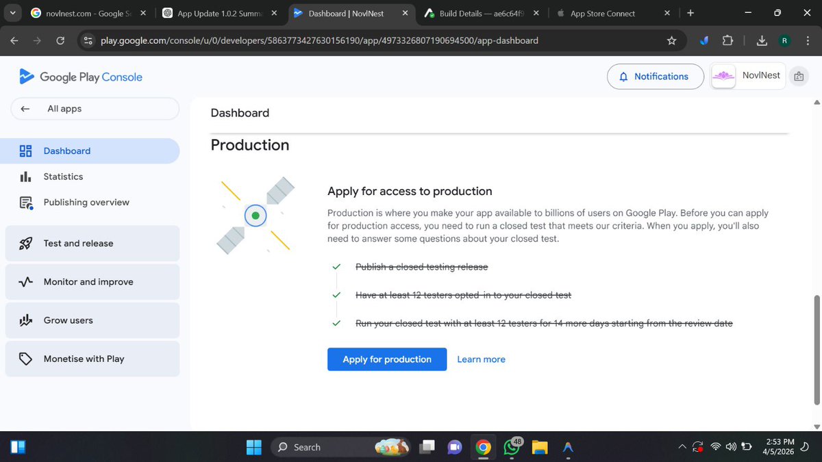 OlufowobiTolu's tweet photo. Day 7

The day has finally come 🥹
After building and closed testing

NovlNest is finally going public 🎉 

Pushing to the Playstore 🤲🏽 https://t.co/FuNwaILCM7