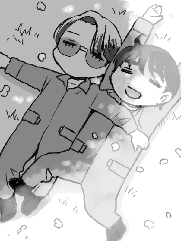 桜の下で花見 