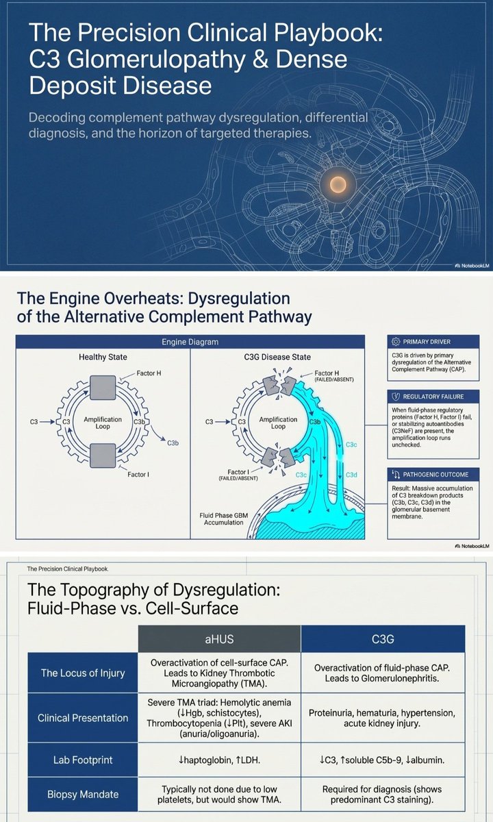 SayedSRahman1's tweet image. The Pecision Clinical Playbook:
C3GN and DDD :
Decoding complement pathway dysregulation, 
Differential diagnosis and instead of one size fit all, going for stepwise approach with horizon of targeted therapy .
#C3GN
#DDD