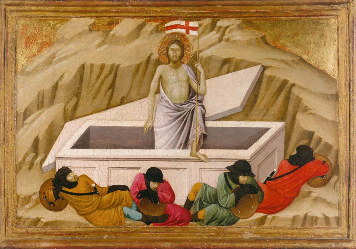 leaveamarc's tweet photo. Ugolino di Nerio, The Resurrection (from the Santa Croce Altarpiece), c. 1324–1325. The National Gallery, London. https://t.co/MrNMQjvj9F