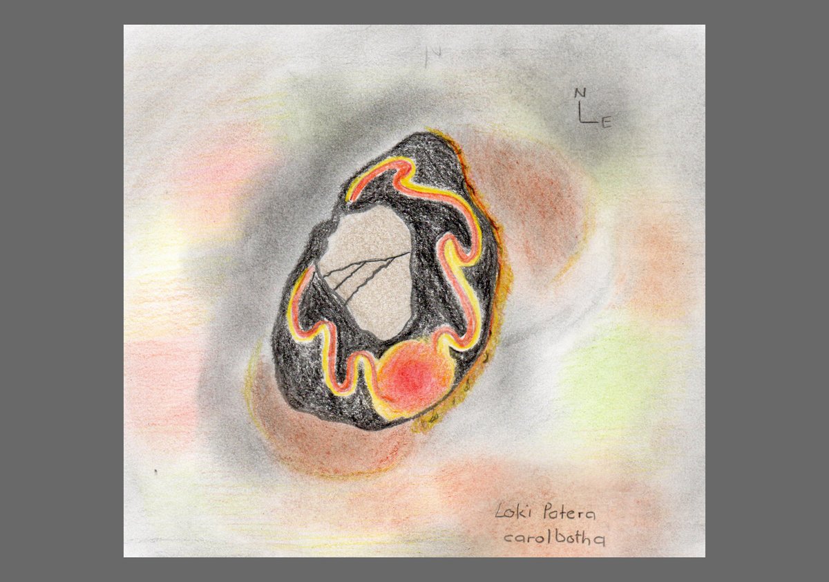 bothacarol's tweet image. Loki Patera on Io (moon of Jupiter) I'm sure going to revisit this chapter in the The Moons Symphony Lunar online course over and over again. My sketch is supposed to be illustrating the resurfacing waves on Loki Patera #solarsystem #moons #onlinecourse #homeschooling