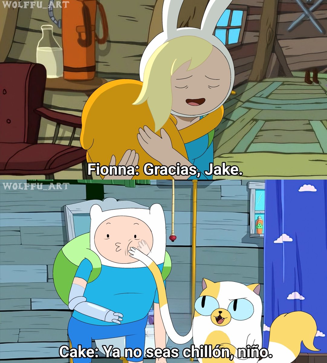 Wolffu_art's tweet image. Perro &amp;amp; Gato

Cada uno brinda su apoyo a su manera 😅
.
.
.
#adventuretime #horadeaventura #cartoonnetwork #fionnaandcake #AU #Finn #Fionna #Jake #Cake