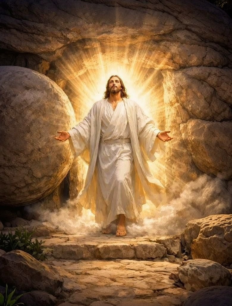 ✝️ ¡Jesús resucitó! 
La tumba está vacía. ¡Aleluya!🕊️

👑 Cristo venció a la muerte, derrotó a Satanás y nos trae vida eterna, esperanza y victoria.🕊️

❤️‍🔥Señor Jesús, hoy celebramos tu gloriosa victoria. Ilumina nuestras vidas con tu luz, tu amor y tu misericordia.🕊️
