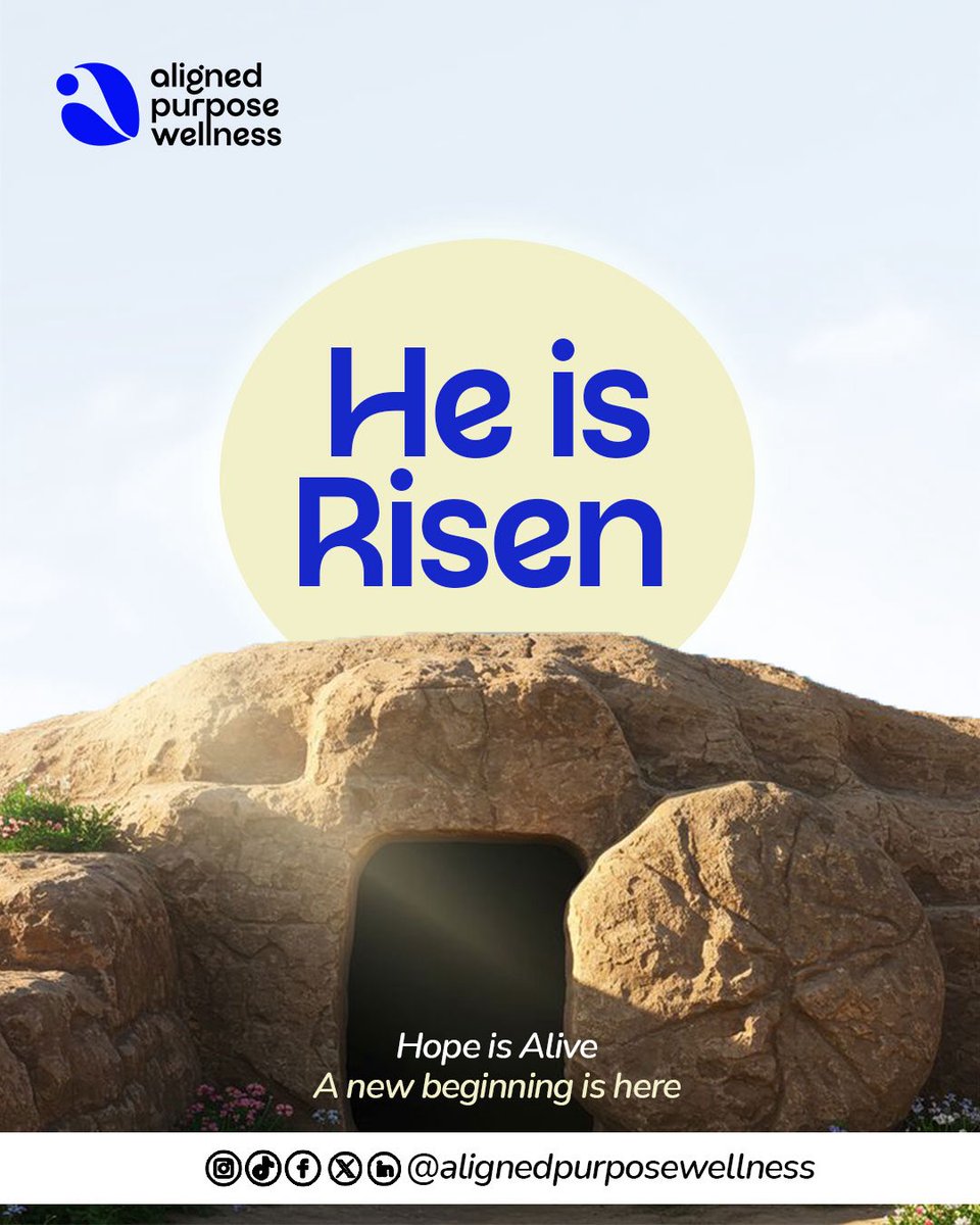 Alignedpur3895's tweet photo. He is risen… and so is hope.

Not the heaviness. Not the confusion. Not the waiting; none of it is final.
You can begin again. 

Something is coming this May. Stay with us.
#alignedpurposewellness #Heisrisen #eastersunday #mentalhealthcoach https://t.co/i1dVSpHyux