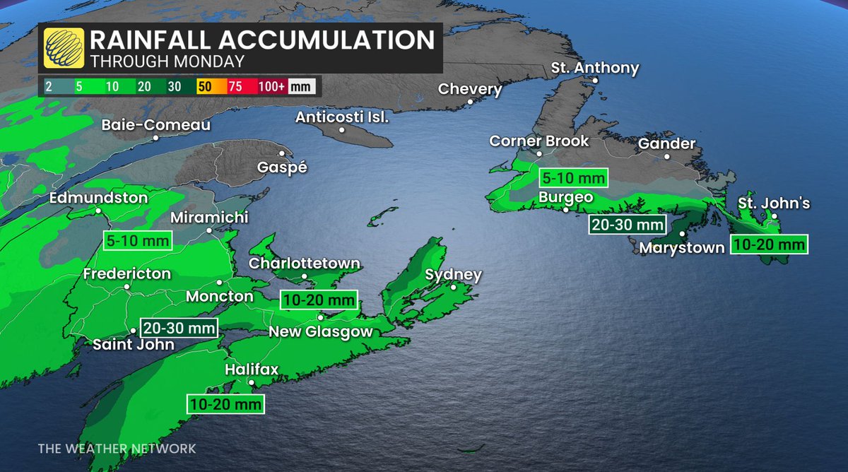 HowesNathan's tweet photo. More wintry, messy weather is moving across the East Coast as the #Easter long weekend winds down. #NBstorm #NSstorm #PEstorm #NLwx https://t.co/IzWAJ7HhC7 https://t.co/AmrAdtGSDT