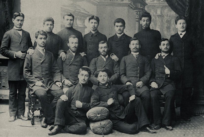 Joseph Stalin (top row, second from the left) pictured at the Tiflis Theological Seminary.