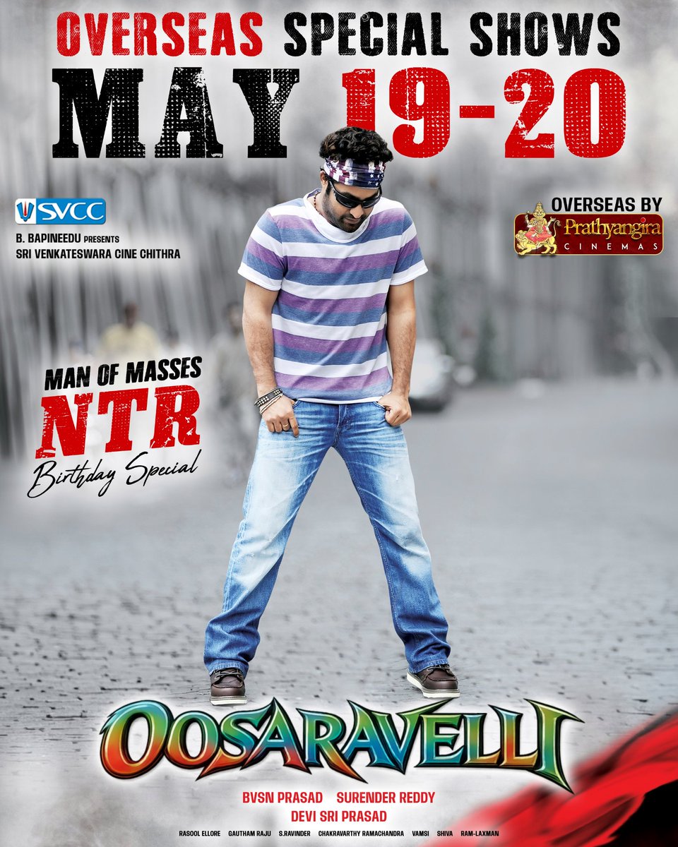 youngtiger5's tweet photo. Celebrate the madness of TONY on MAN OF MASSES @tarak9999's Birthday 🔥

#Oosaravelli OVERSEAS SPECIAL SHOWS On 19th, 20th MAY ❤️‍🔥

Overseas By @PrathyangiraUS https://t.co/hkuZPWLHlR