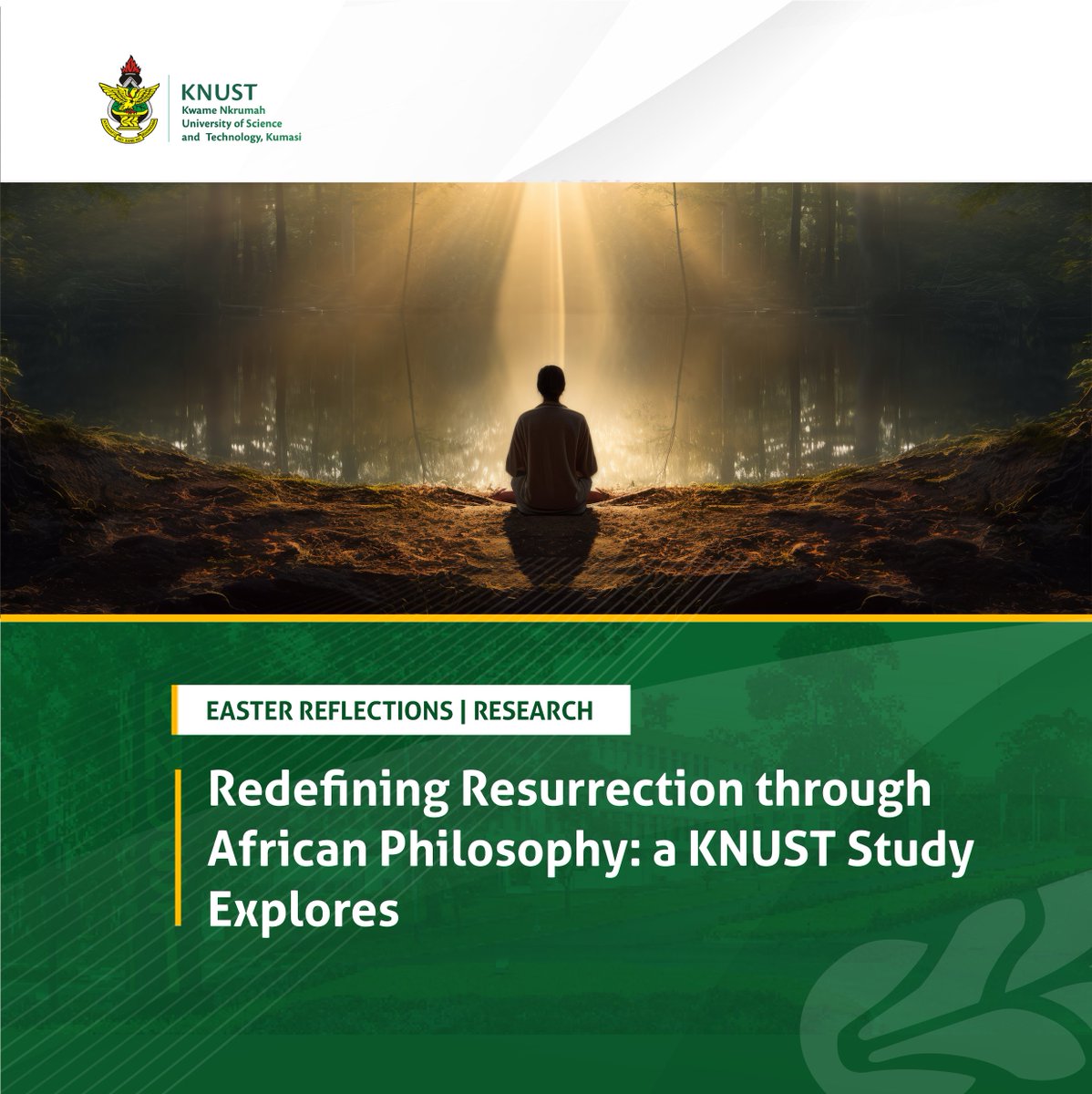 KNUSTGH's tweet photo. During Easter, when the theme of resurrection is reignited, a question often emerges: what, exactly, is restored to life?

A study by Dr. Edward Agboada and and KNUST’s Rev. Fr. Dr. Peter Addai-Mensah turns to African philosophy for an answer, arguing that life cannot be understood through the body alone. Instead, it is shaped by deeper spiritual forces that define identity, purpose and existence.

Learn more here⬇️
https://t.co/tE4Gl6MQ5H