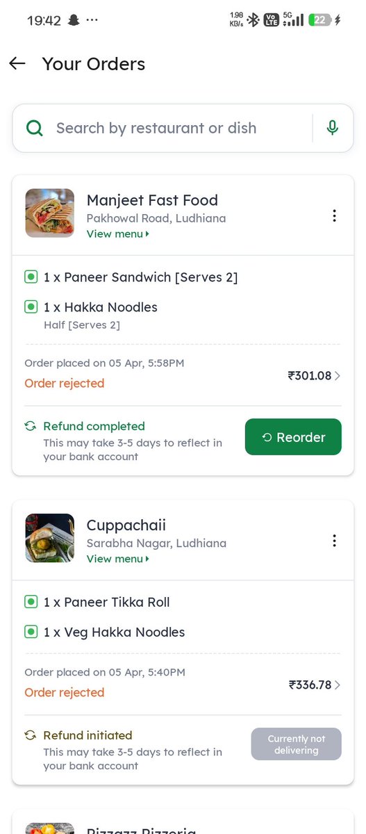 fitsafu's tweet photo. Thankyou @zomato for making best Sunday with cancelling two orders after completing the expected delivery time.
Agr bhuka rehna hai toh @zomato karo. 
Thankyou @deepigoyal for best Sunday service. 
Making me hungry for 2hours https://t.co/jwxNMgARMW