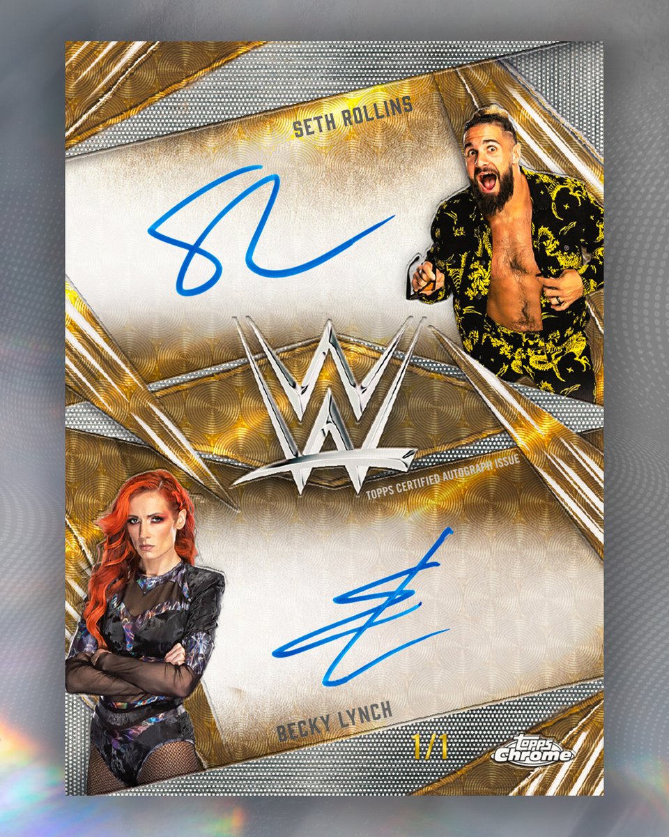 FIRST LOOK: 1-of-1 Seth Rollins &amp; Becky Lynch dual autograph in 2026 Topps Chrome WWE 🔥