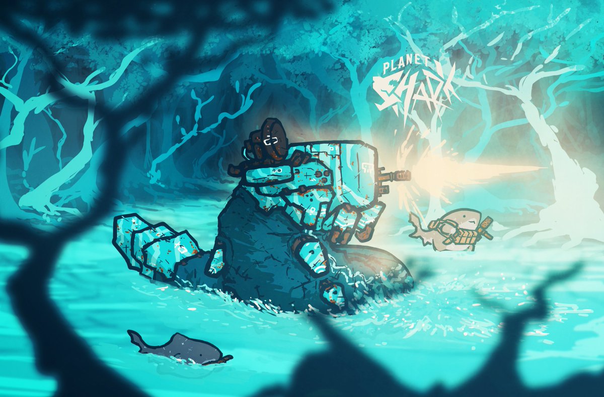 spectralidax's tweet photo. Happy Easter! Because we released the full version of Planet Shark (which can be found here https://t.co/f23BsR21zr ) I'm going to be reposting some of my favorite Planet Shark art this week until I run out. I hope you all enjoy. 5 https://t.co/mNTjFIekJy