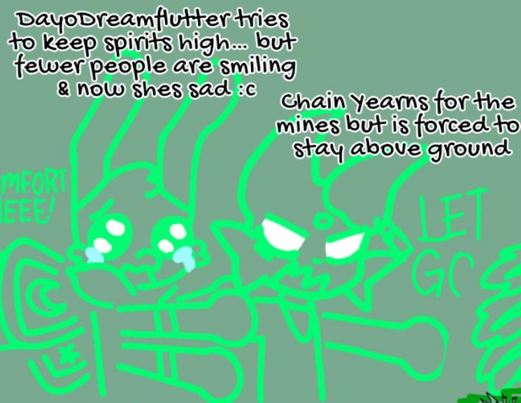 WhateverSCNC's tweet photo. @dreadstar8987 @Lazy_Glitch123 @Auttiwerks @Ritheral @Nics_Nicole16 @AzurineFrights @Maggie_Mako7 @ReinerTabe64927 @GalaticCanvas @Glitchtastic111 @DiegoEduardoBe8 yeah... we all know who's not surviving https://t.co/j5cVWOgi8c