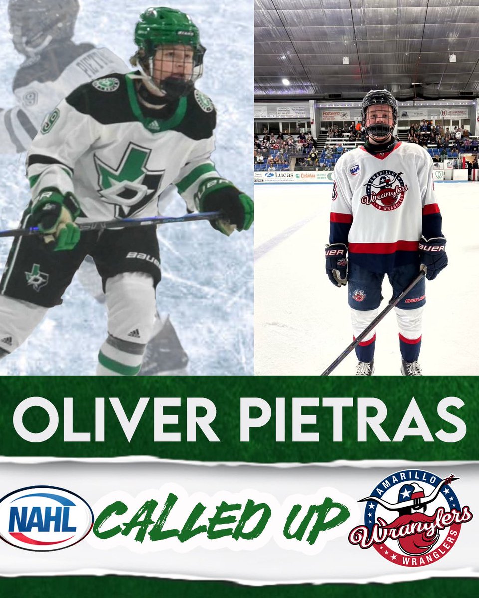 Congratulations to 16U’s Oliver Pietras on being called up to the Amarillo Wranglers (NAHL) last night!  💚🖤

#gostarselite #elitedna #GreenHelmets