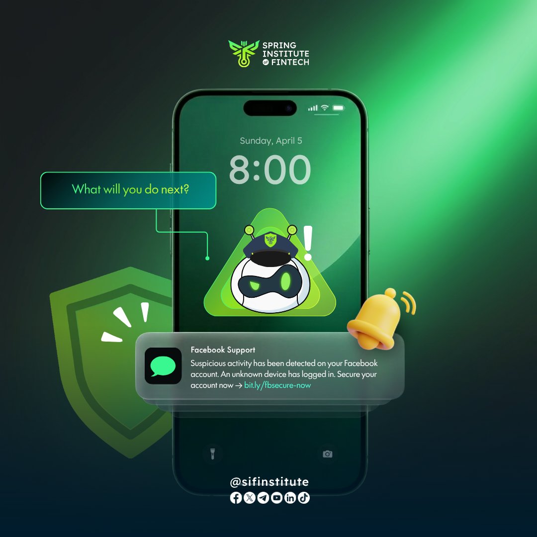 sifinstitute's tweet photo. If a message like this shows up on your phone …
What would you do? ❌

Pick one of the options in the image and tell us in the comments!
Hotaru will reply in quote with a personalized “security style badge” based on your choice. 😎💪🏼

#SIF #SpringInstituteOfFinTech #CryptoEducation #FinTechKnowledge