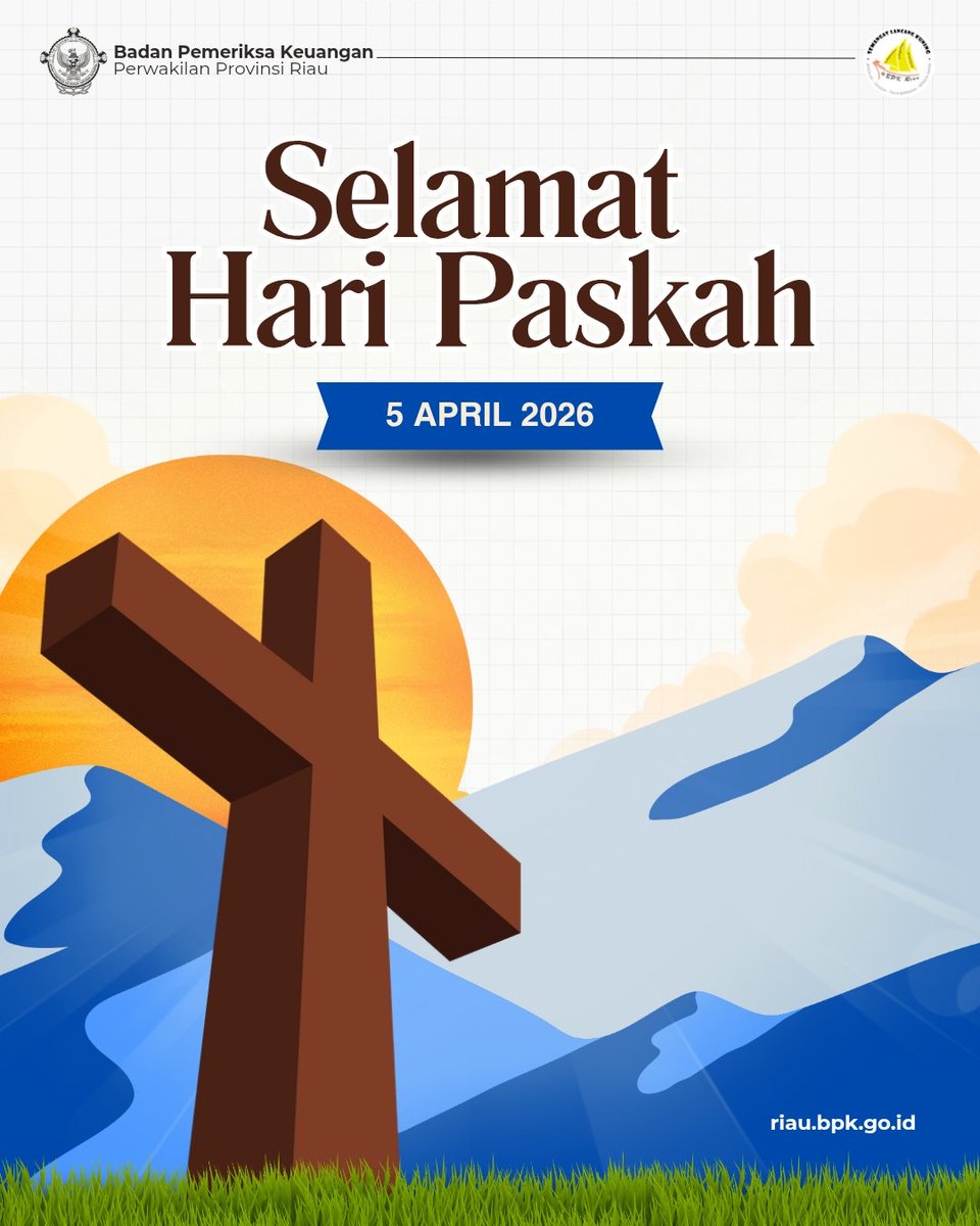 Halo BPKawan... 

Segenap pimpinan dan keluarga besar BPK Riau mengucapkan selamat memperingati Paskah 2026 kepada umat Kristiani yang merayakan. 

Semoga kebahagiaan dan kedamaian senantiasa menyertai kita dan keluarga tercinta. 

Salam BPK Riau!