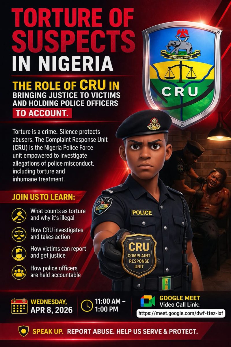 See you on Wednesday esteemed. <a href="/TunjiDisu1/">TUNJI DISU</a> <a href="/UNDPNigeria/">UNDP Nigeria</a>
<a href="/UNDP/">UN Development</a> <a href="/AmnestyNigeria/">Amnesty International Nigeria</a>
<a href="/ARISEtv/">ARISE NEWS</a> <a href="/BBCWorld/">BBC News (World)</a>
<a href="/channelstv/">Channels Television</a> <a href="/segalink/">SEGA L'éveilleur®</a>
<a href="/HarrisonBbi18/">Harrison Gwamnishu</a> <a href="/PoliceNG/">Nigeria Police Force</a>
_CRU <a href="/9jaintelligence/">Naija Intel</a>
<a href="/SeplatEnergy/">Seplat Energy</a> <a href="/heisrema/">REMA</a>
<a href="/burnaboy/">Burna Boy</a> <a href="/davido/">Davido</a>