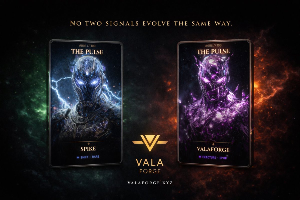 VALAForge's tweet photo. Every wallet carries a different signal.

Some remain stable.
Some begin to fracture.

No two identities evolve the same way.

⸻

What entity are you?

Enter your Solana address:
https://t.co/JcdXNwLqBz

Your $VCM defines your card.

⸻

#VALAFORGE #VCM #Solana #Web3Art https://t.co/Q3SbSuRqPR