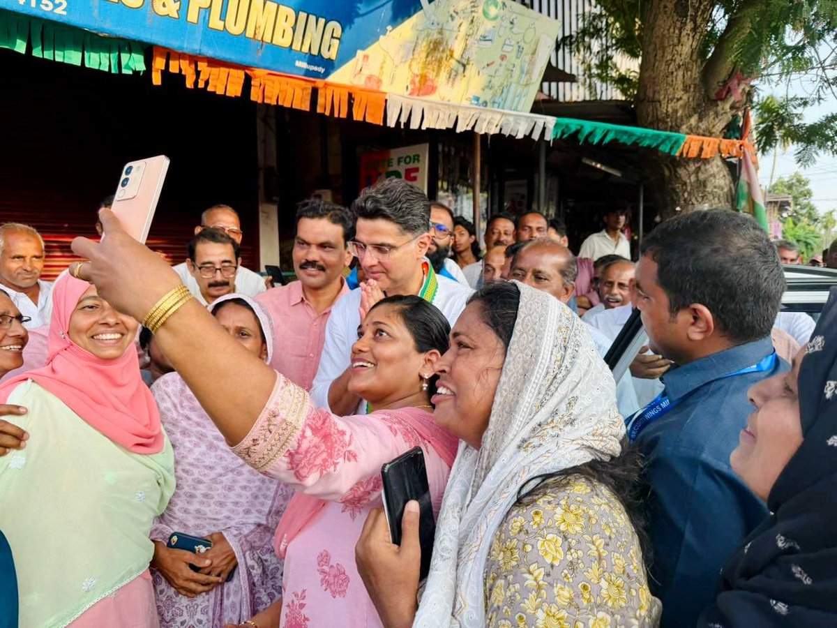SachinPilot's tweet photo. Met with locals along with UDF Candidate Shri V.E. Abdul Gafoor to discuss how UDF can bring a positive change for them and Keralam. 

Support is emerging from the ground, and I’m confident that people will come out in large numbers on 9th April to vote for our candidates. 🗳️

📍 Kalamasserry Assembly, Ernakulam District
@RahulGandhi @kcvenugopalmp @priyankagandhi @SunnyJosephINC @vdsatheesan @DeepaDasmunsi @incindia @INCKerala