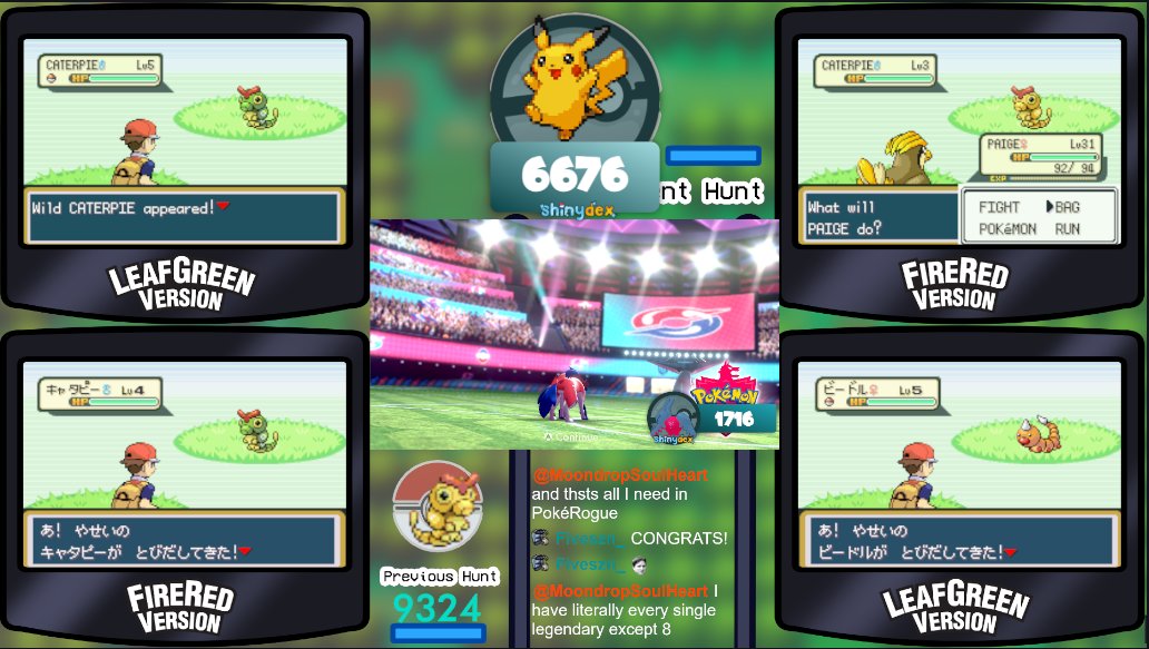 Shiny Caterpie #3 at 6676 Encounters. Phase 6 for Shiny 5% Pikachu