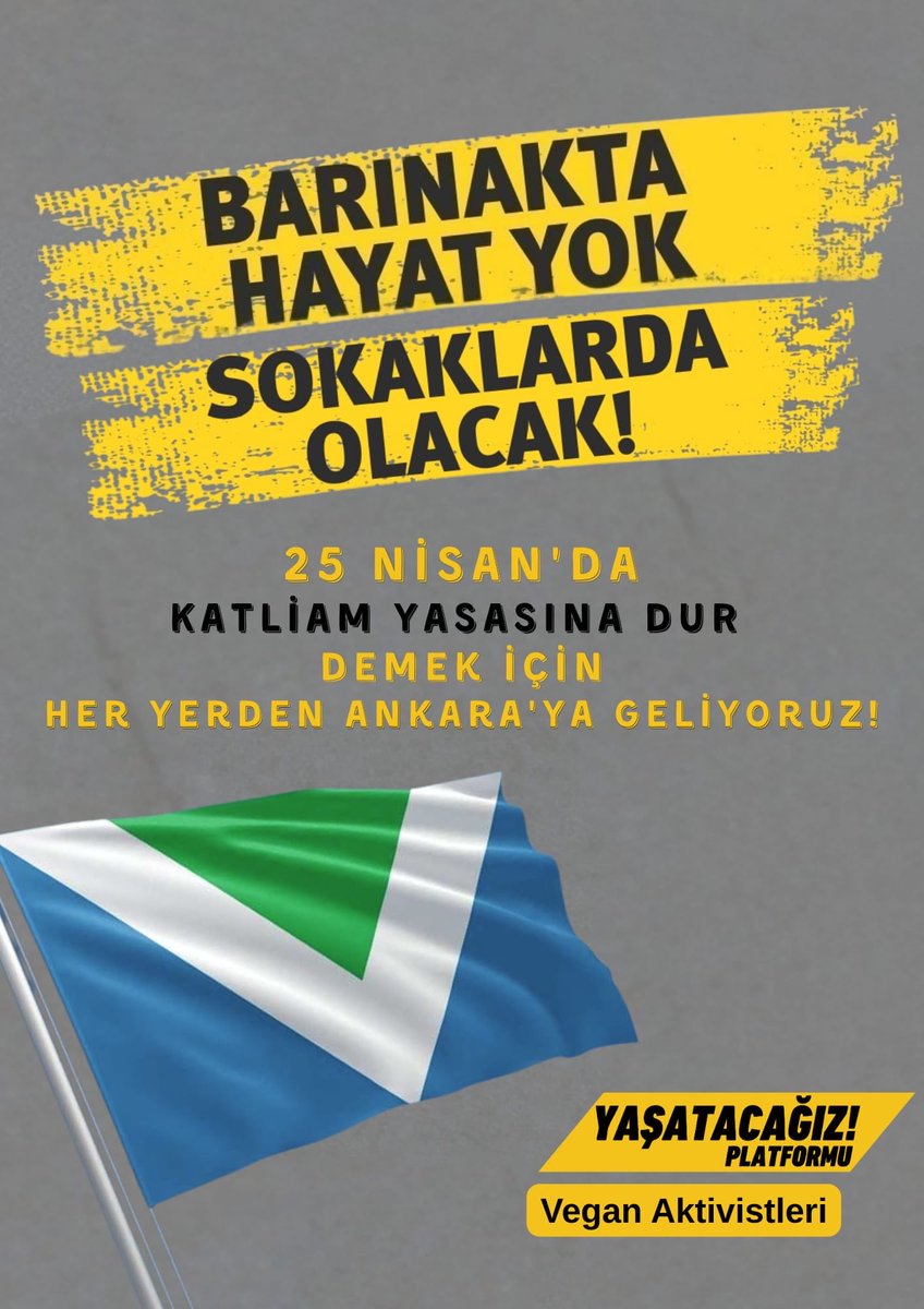 yasatacagizp's tweet photo. Tüm canlıların birer birey olduğunu, kendi yaşam alaniarında doğuştan gelen yaşam ve özgürlük hakkı olduğunu biliyoruz.

İnsanların giyim, eğlence, yemek gibi bahanelerle sömürdüğü hayvanları kurtarma mücadelesi verirken,

Şimdi kedilerin ve köpeklerin de hissedebilen varlıklar olduğunu yaşam ve özgürlük hakları olduğunu anlatmaya çalışıyoruz.

Katliam yasasının yürürlüğe girdiği günden bugüne binlerce kedi ve köpek dostumuzu kaybettik. Mezbahalarda, çiftliklerde, avcılıkta, yunus parklarında, hayvanat bahçelerinde, at yarışlarında, deney laboratuvarlarında ise ölüm hiç durmadı.

Her gün ölüm, işkence, istismar haberleri alıyoruz. Susmuyoruz boyun eğmiyoruz kabul etmiyoruz.

25 Nisan da katliam yasasına dur demek için her yerden Ankara'ya geliyoruz.

Sen de gel!

Yaşam hakkı tür seçmez!

BİZ BU YASAYI DURDURABİLİRİZ!

*Yaşatacağız Platformu Vegan Aktivistleri*