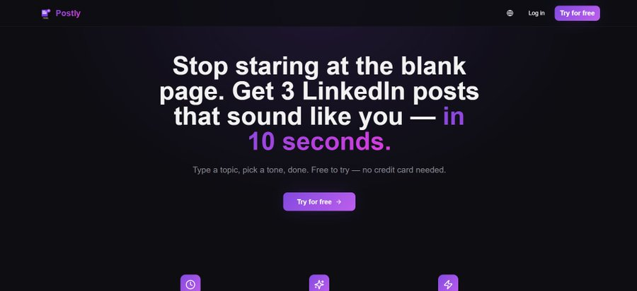 postlyai_app's tweet photo. @harigovindcorp Building Postly - An AI that generates 3 LinkedIn posts in 10 seconds.

https://t.co/BX6fQfctj1 https://t.co/rGZ6hxREXr