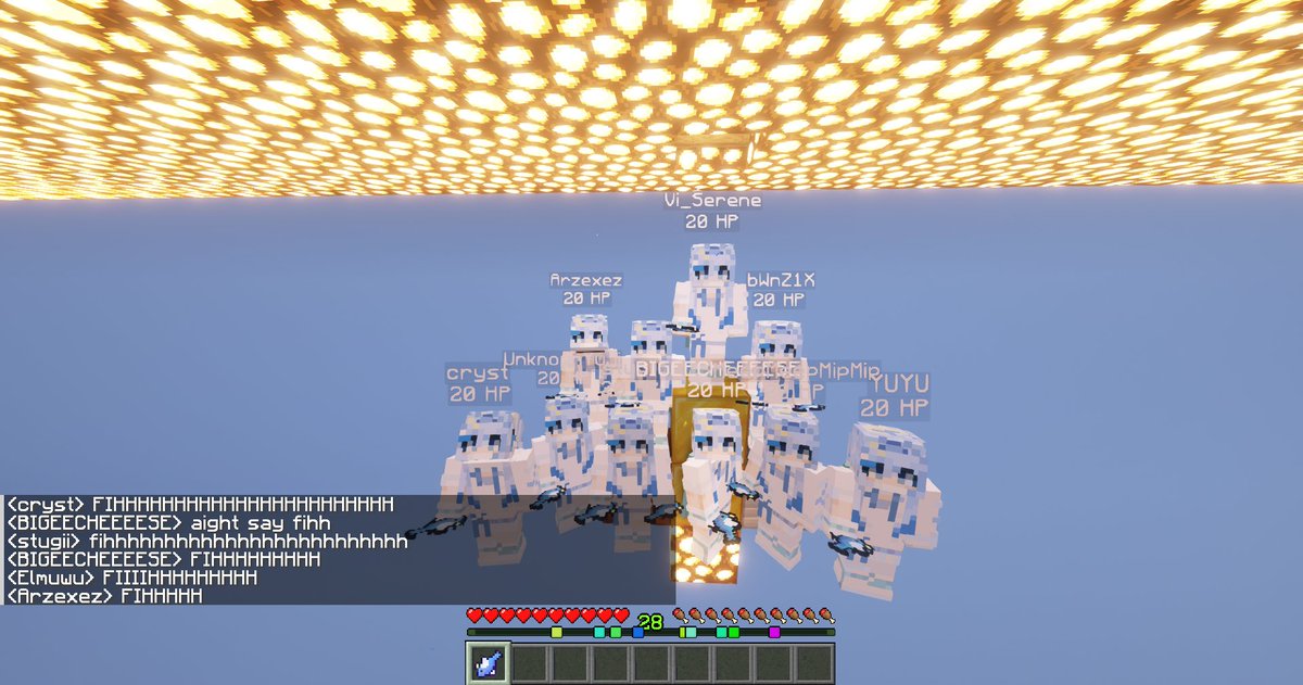 beeg_cow's tweet photo. TOBISMP Diary 🎣
Today we had our first server event Fih-st Fight !!!  

Tobidachis took rounds slapping each other with tobidachis in hand. With Vi_Serene as the champion, followed by bWnZ1X and Elmuwu.  
(Credits to @sturis_e for bringing tobidachi into minecraft)
#ErisSuzukami https://t.co/pCxoOsWKtt
