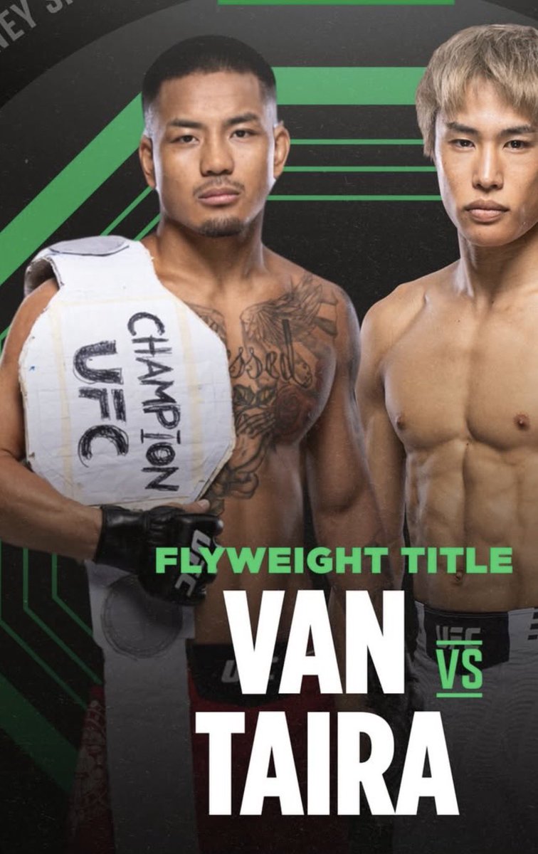 Both of these bums are fighting for Manel Kapes uncrowned title..

 Taira lost a clear 3-2 to Royval and beat bum ass Moreno to enter the title picture while Joshua Can was losing to Royval R3 before dropping him in the final minute. 

Kape nuked Rawdog r1 like he was nothing