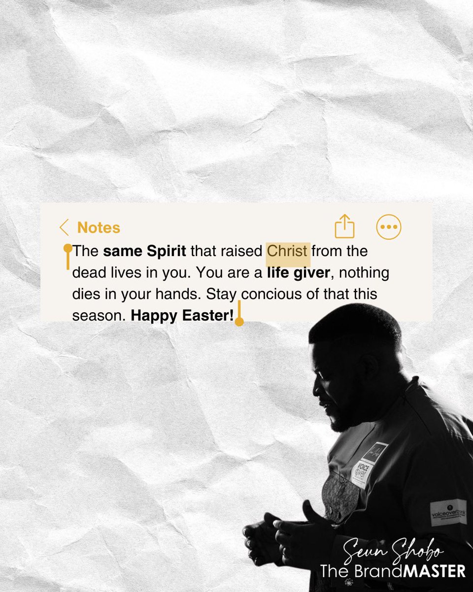 SeunShobo's tweet image. Save this. 
Read it again tomorrow morning.
Then get up and go and give life to everything you have  been sitting on.

Nothing dies in your hands. 
Not your dreams. 
Not your voice. 
Not your calling.

Happy Easter! 

#Christisrisen 
#Samespirit 
#Easter