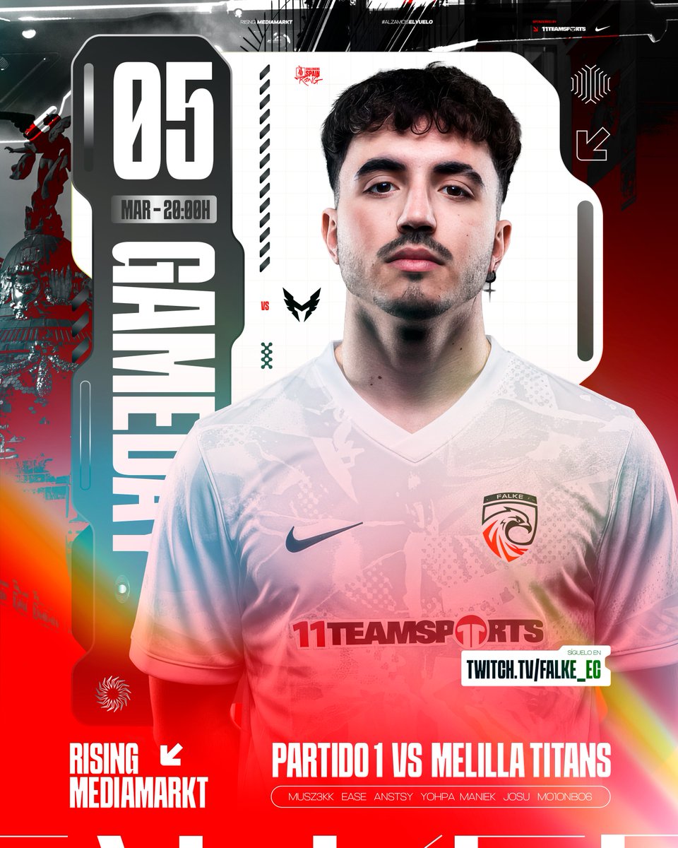 FALKE_EC's tweet photo. THE RISING IS BACK ✨ 

🆚 @MelillaTitans 
🕗 20:00h (Aprox.) 
📺 falke_ec

#AlzamosElVuelo #RisingMediaMarkt https://t.co/ro0YApRRXb