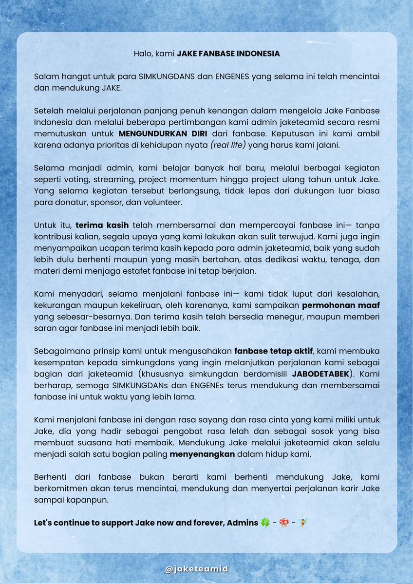 JAKE FANBASE INDONESIA tweet media