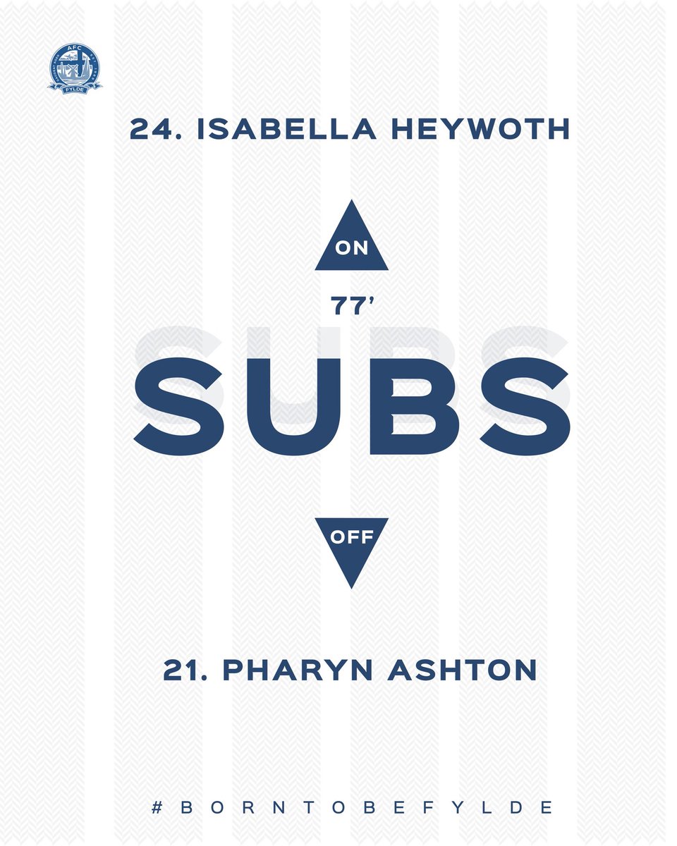 FyldeWomenFC's tweet photo. 77’ | Another change for the Coasters, and it’s a debut for our Academy Graduate 🧤- 

⬅️ Ashton (Off) 
➡️ Heyworth (On)

#BornToBeFylde | ⚪️3-0🔵 https://t.co/Vo3Q3TiYMk