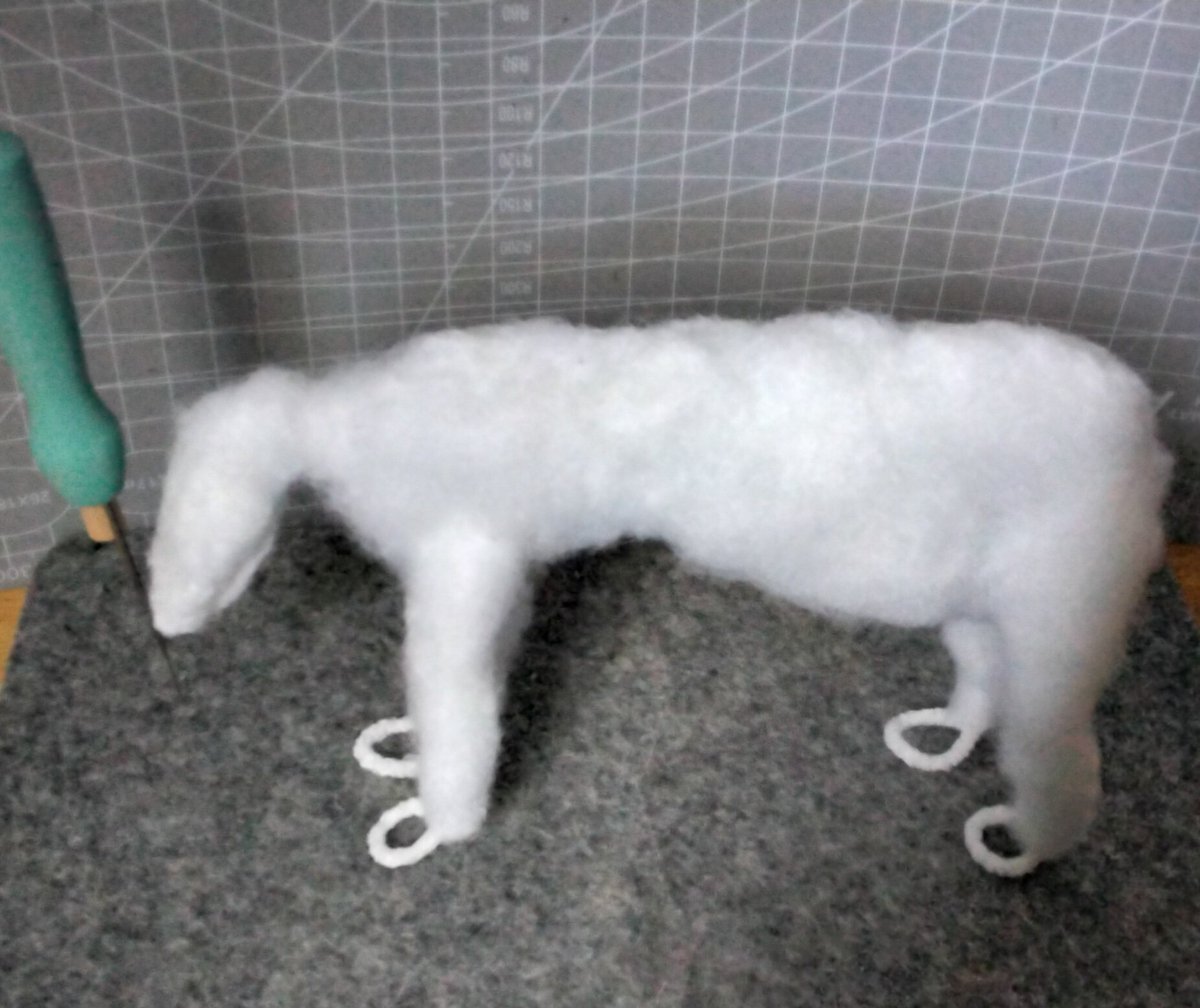 Artulove's tweet photo. Hi my #ArtyFamily Thought I would share my progress on my #handmade needlefelted polar bear.  Adding more wodding to his body and legs. #sunday https://t.co/vAWwR1nWQG