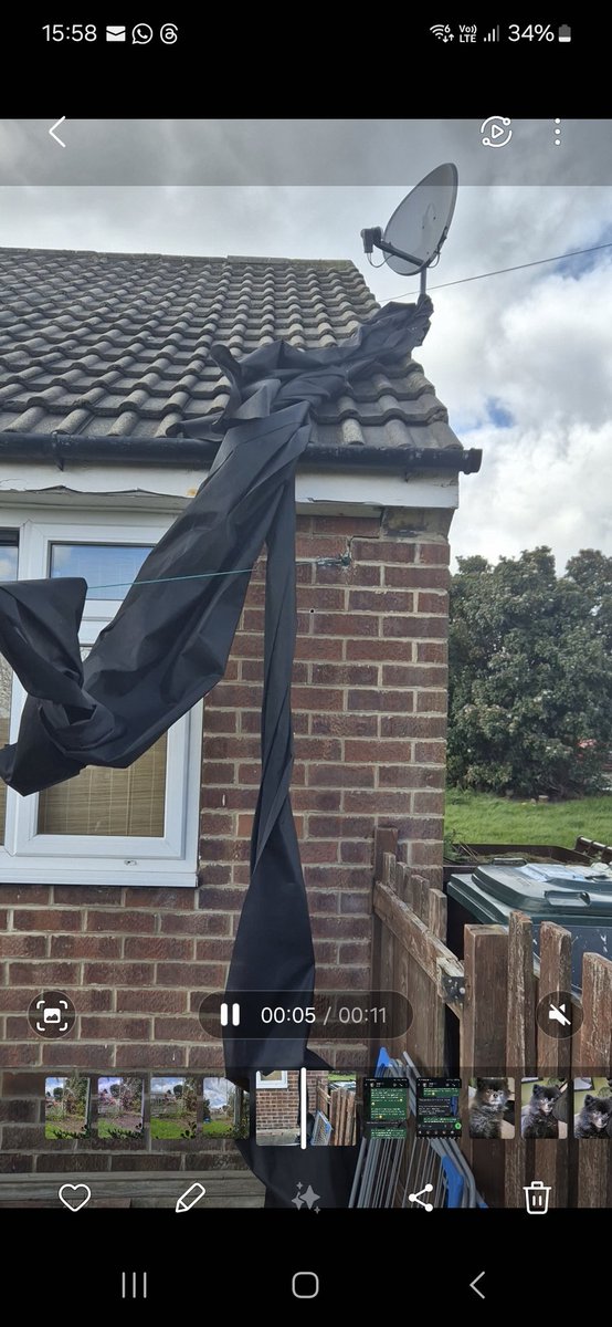 So last night the wind decided to blow a tree down on my driveway (fortunately the car wasn't on it as I'm waiting for it to be completed so it's currently unusable). It also took the soil bedding cover and had a good old waltz with it and it's now stuck round my sky dish!!! 🙄🙄