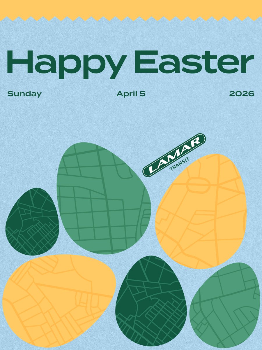 LamarTransitAd's tweet photo. Wishing you a happy Easter from all of us at Lamar Transit! 🚌🐣 https://t.co/FZkZu9vESD