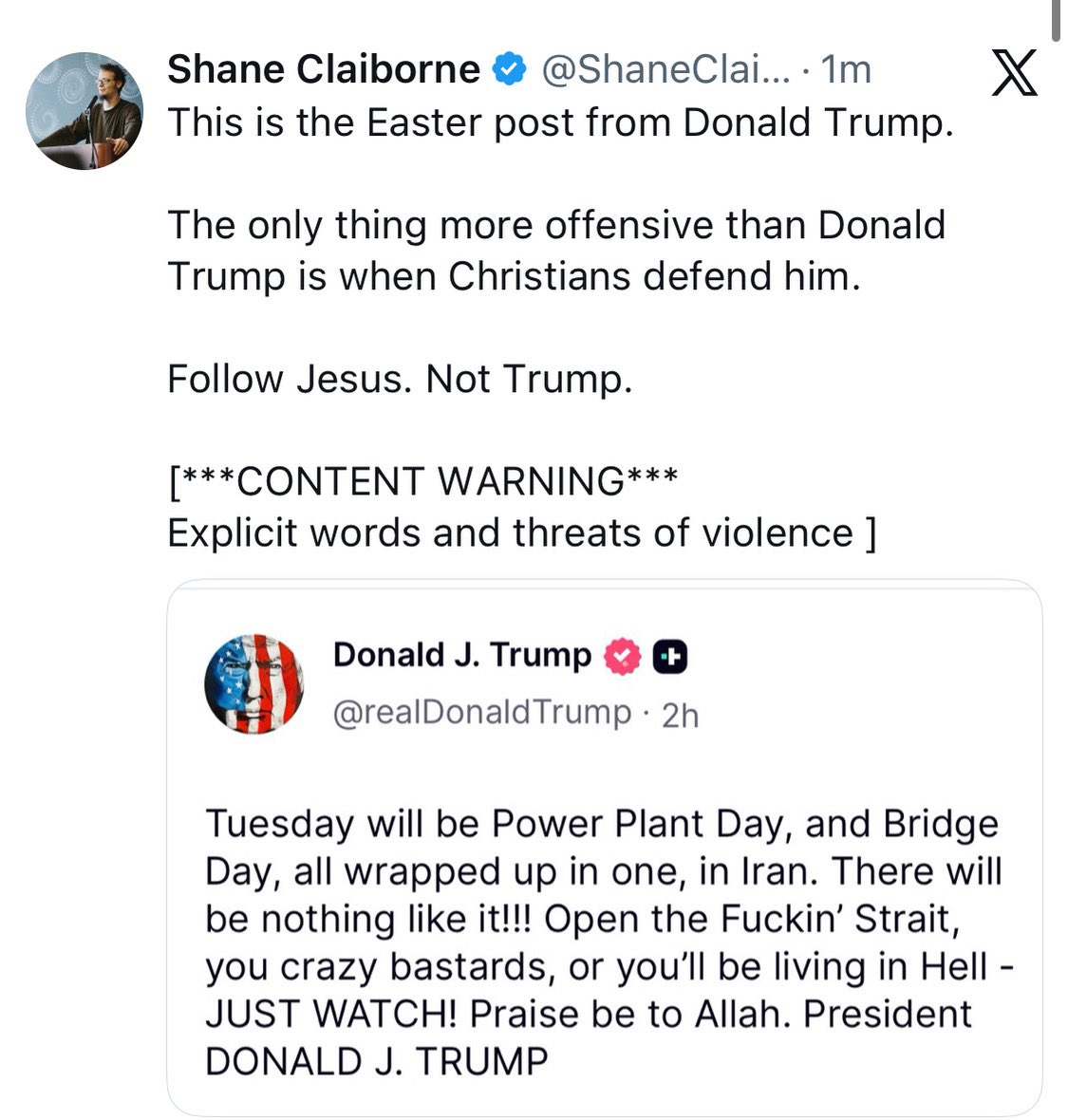 Shane Claiborne tweet media