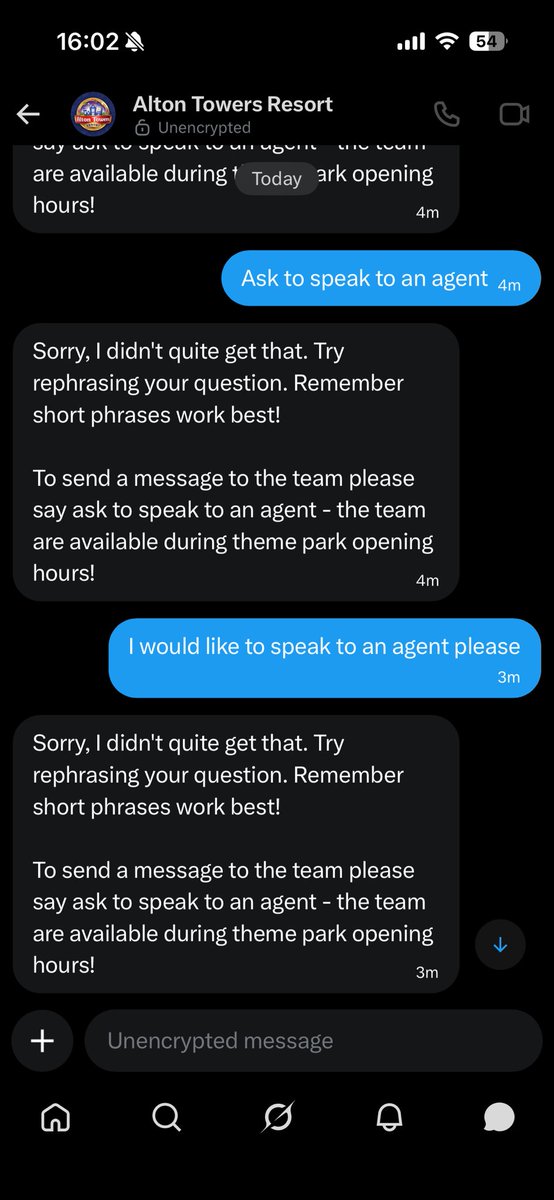 mrsclark1709's tweet photo. @altontowers your AI chat is really useless https://t.co/CCXEql1N0h
