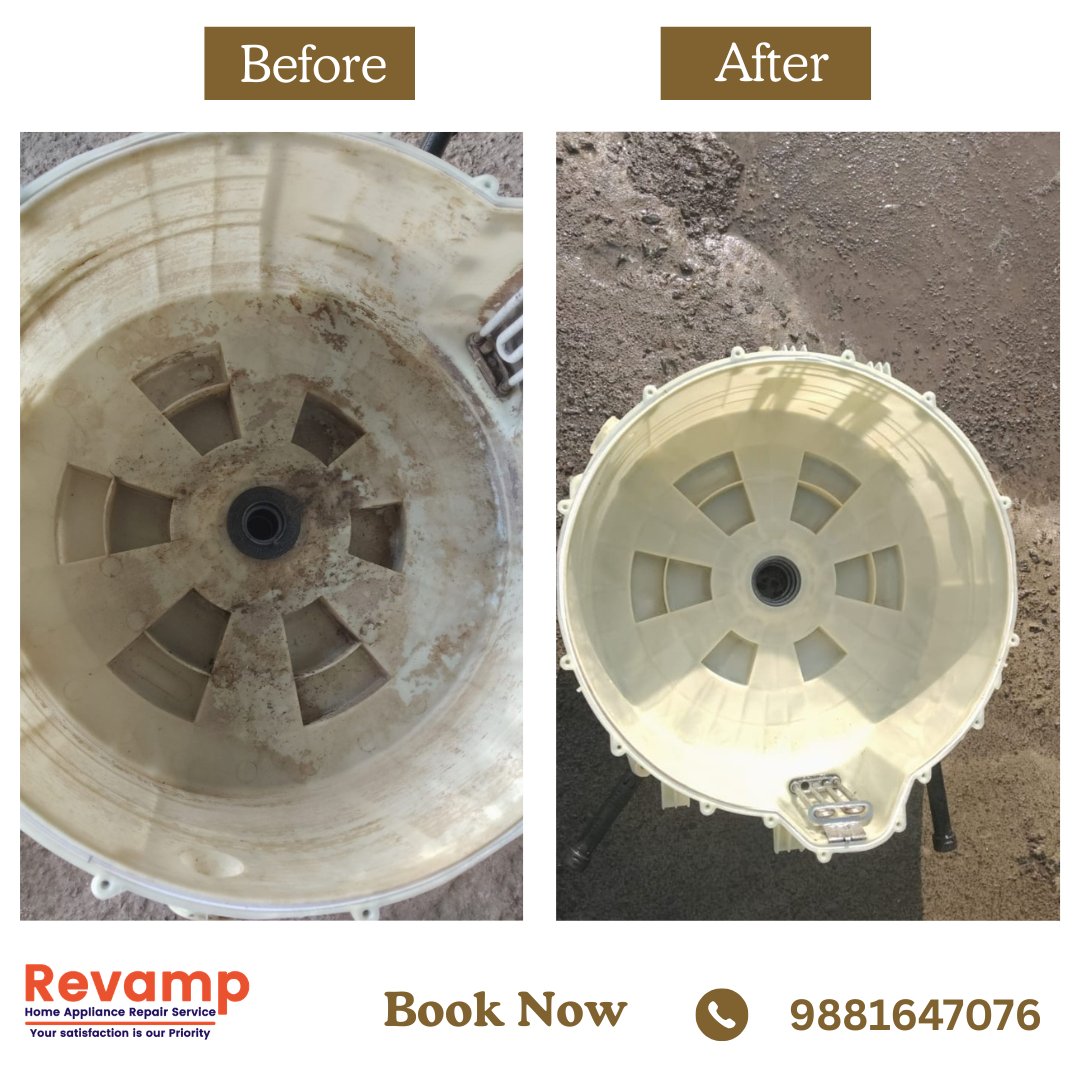 ServiceRevamp's tweet photo. Before &amp; After Washing Machine Servicing
Is your washing machine making noise, smelling bad, or not cleaning properly? 
Check the transformation after professional servicing!

#WashingMachineService #BeforeAfter #HomeApplianceRepair #PuneServices #CleanLiving #RevampServices https://t.co/JdBzFRi3dt