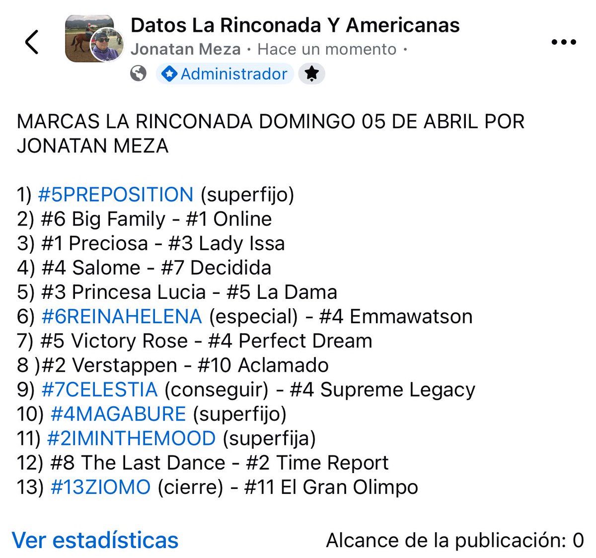 jonatanmezalg's tweet photo. Marcas #LaRinconada Domingo 05 de Abril https://t.co/cPcXB4WDjX