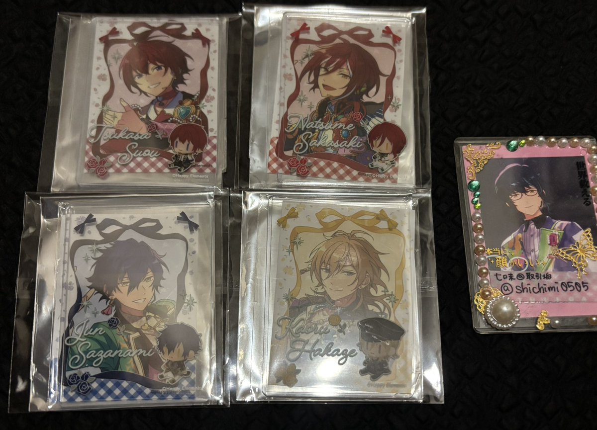shichimi0505's tweet photo. 【交換】あんスタ 10周年 展示会 ミニブロマイド＆硬質カードケース 

譲→ ジュン 薫 司 夏目
求→晃牙 日和 つむぎ レオ 各1

☀️📮郵送交換希望
☀️全て決めたいためお返事少しお時間頂く可能性、組み合わせによりお断りする場合あり。
検索からもお気軽にお声掛け下さい🙇‍♀️ https://t.co/GZhEvLg4zA