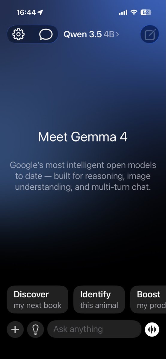 labmodular's tweet photo. @adrgrondin Hope to see the Gemma 4 Models with the next update... Thanks 🙏🏼  for developing @LocallyAIApp https://t.co/JtjwStEC2p