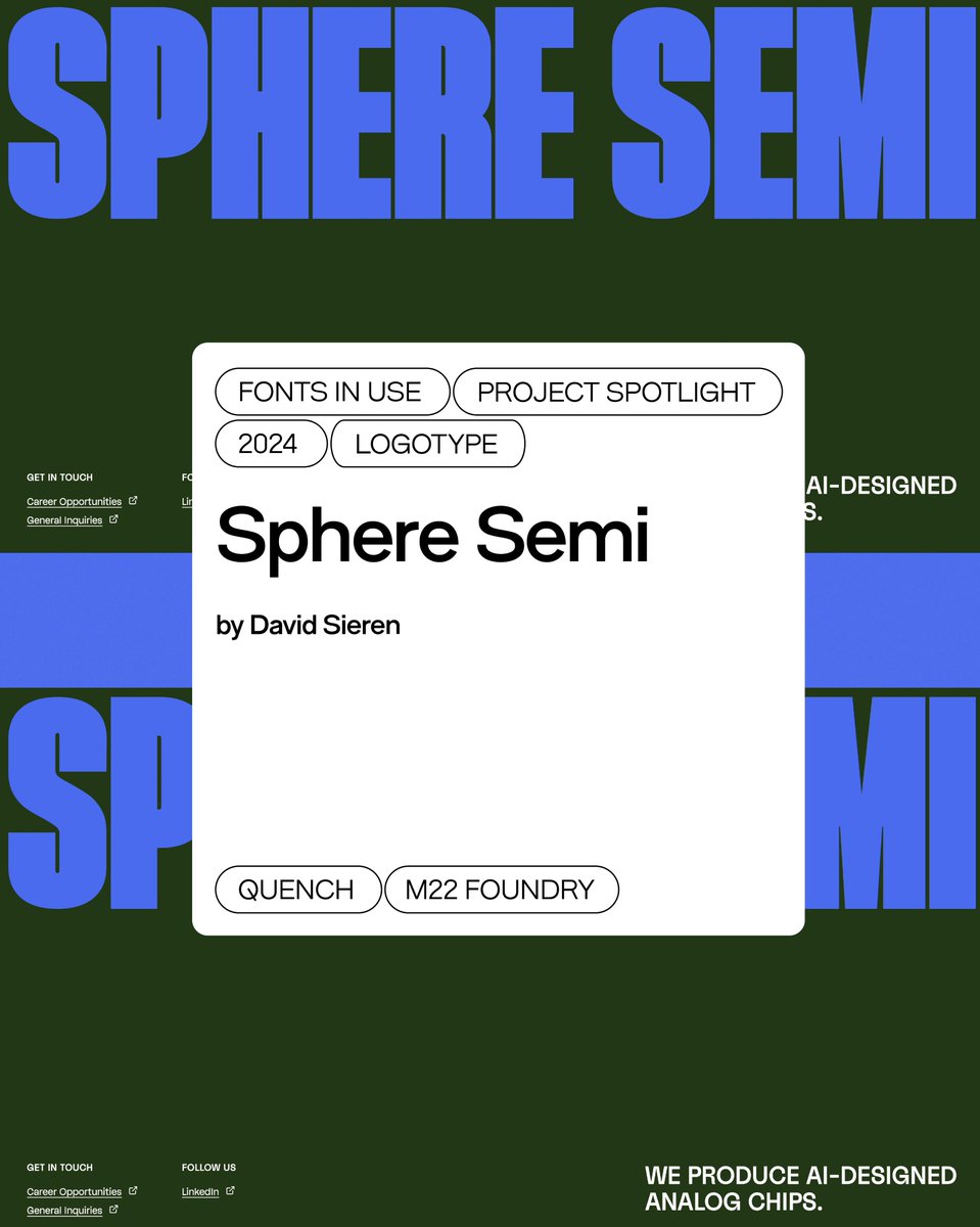 typedept_store's tweet photo. Quench #fontinuse for Sphere Semi Custom Conductor
Design: @onedesignco
Ignite your next project.
Free trials available.
🔗 https://t.co/KJSzYf1Ycb
#typedepartment #logotype #visualidentitydesign #graphicdesigner #graphicdesign https://t.co/r8e5T4jiaO