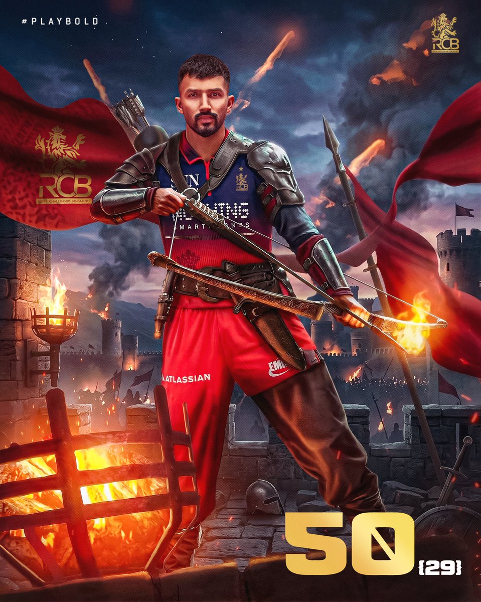 RCBTweets's tweet photo. Our 𝗦𝘁𝗮𝗿𝗯𝗼𝘆 started the season with a fifty. He counter attacked today with another fine fifty. 🔥

1️⃣3️⃣th in the #TATAIPL and what a time to bring it up. Keep aiming for a DDP show every game, Padikkal! 🫡🙌

#PlayBold #ನಮ್ಮRCB #IPL2026 #RCBvCSK https://t.co/Q9eXpcm45O