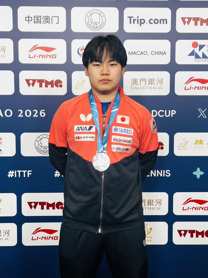 jtta_official's tweet image. たくさんの応援ありがとうございました🙇‍♀️

🏓2026 ITTF 男女ワールドカップ🇲🇴
🔸男子シングルス
🥈準優勝 🇯🇵松島輝空

大会結果など🔻
jtta.or.jp/tour/35597

#タマス
#ANA #全農 #スターツ #日清紡