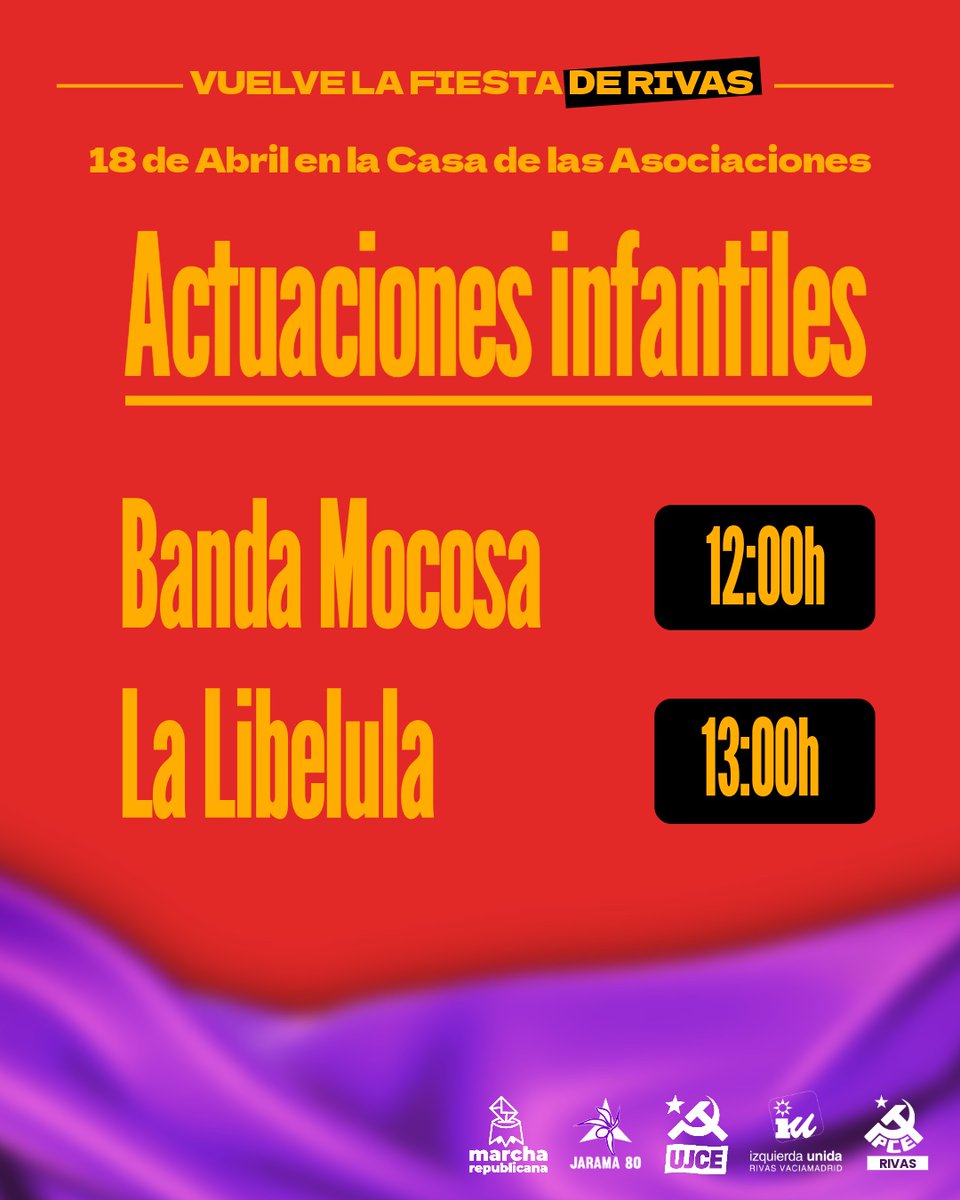 PCERivas's tweet photo. 🔥 ¡Vuelven las Jornadas Republicanas de Rivas! 🔥
📅 18 de abril
📍 Casa de Asociaciones
🥘 Paella + bebida por 8€ (opción vegana)
📩 Reserva: jornadasrepublicanas.rivas@gmail.com
🎉 Actividades + 🎶 conciertos: https://t.co/nOYt3g2Wny